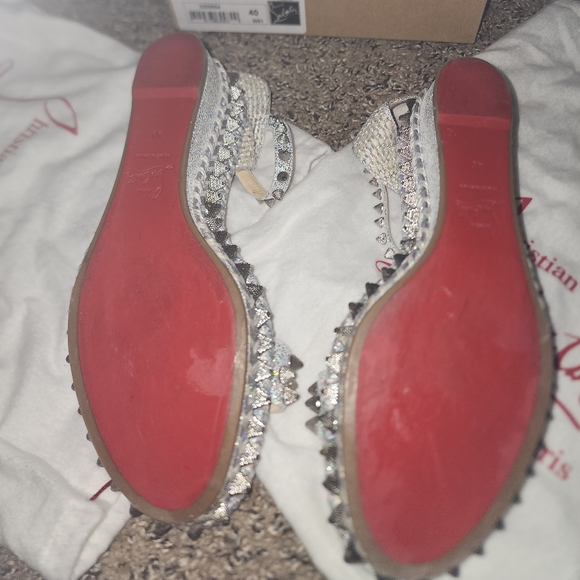 Christian Louboutin Espadrille in Silver size 40 / Women's 9.5. Nappa Mica - Picture 7 of 9